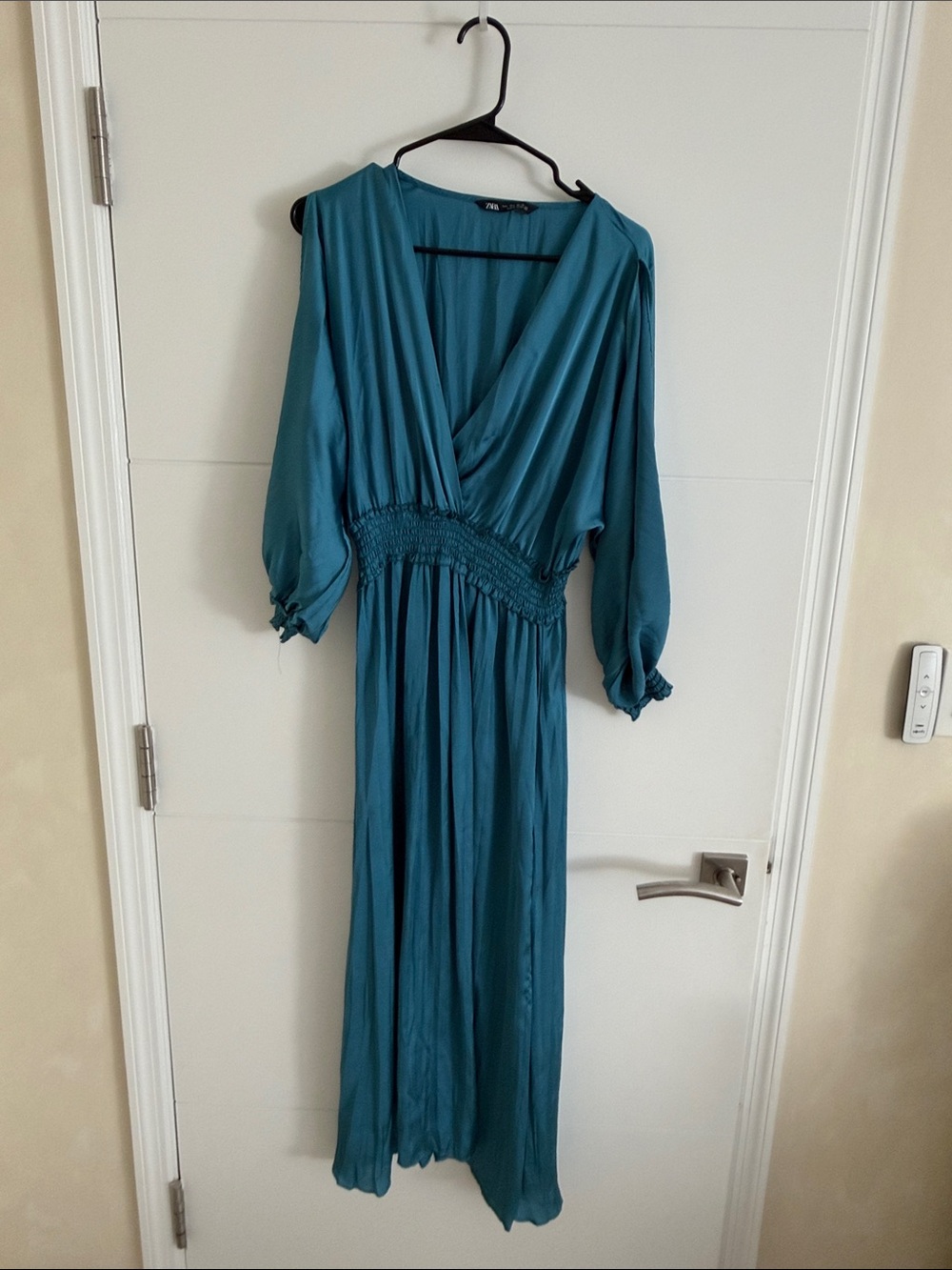 Zara Teal V-Neck Long Sleeve Maxi Dress